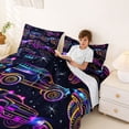 thumbnail image 3 of Manfei Monster Truck Bed Sheets,Cartoon Theme Pattern Full Size Sheets,Black,4-Piece,1 Flat Sheet, 1 Fitted Sheet and 2 Pillowcases, 3 of 6