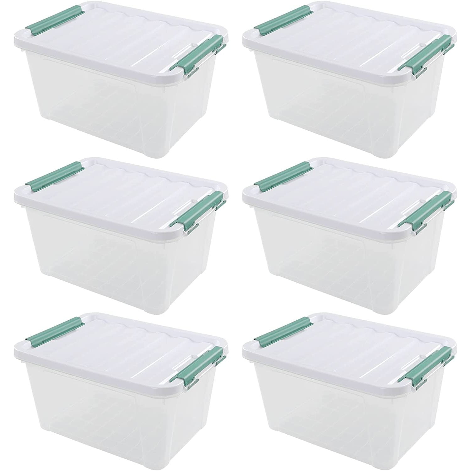 6 Pack Plastic Storage Box, 20 Qt Storage Container with Lid