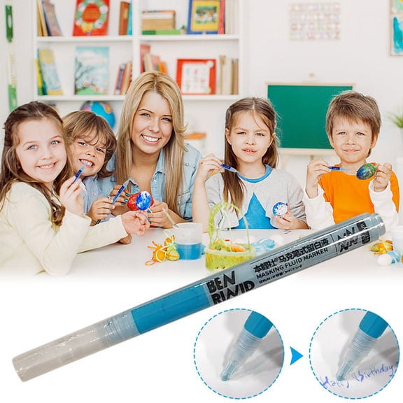 Watercolor Masking Fluid Pen 0.7mm Fine Tip, Liquid Frisket Marker for Art Painting & Calligraphy, Removable Water-Resistant Masking Ink for Paper Craft, Bullet Journal & Card Making