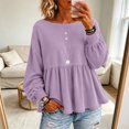 thumbnail image 2 of Yigetop Women's Boat Neck Peplum Sweatshirt Lightweight Long Sleeve Loose Fit Casual Pullover Tops Light Violet L, 2 of 4