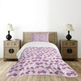 thumbnail image 4 of Ambesonne Japanese Quilted Bedspread Set 2 Pcs, Cherry Branches Bloom, Twin Size, Lilac White Green, 4 of 5
