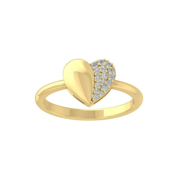 ARAIYA FINE JEWELRY 10K Yellow Gold Lab-Grown Diamond Heart Ring (1/10 cttw Round-shape Lab-Grown Diamonds (D-F Color, VS Clarity) Size 5