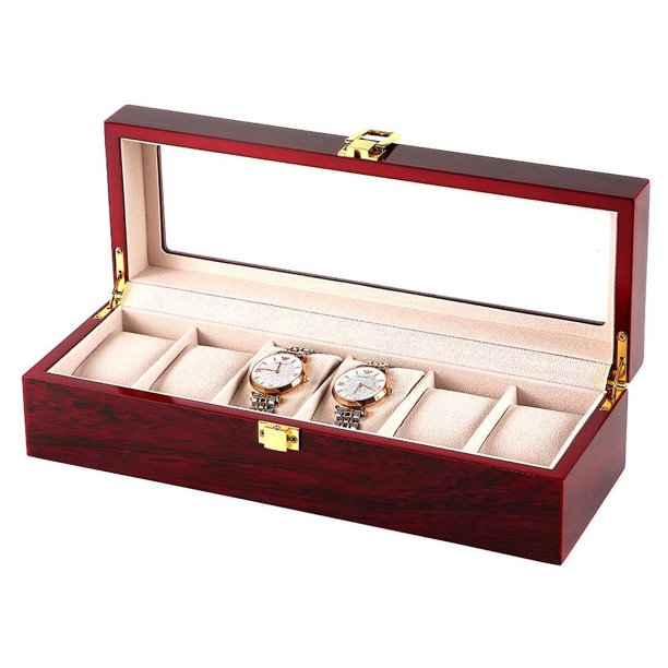 Caja de almacenamiento para exhibición de relojes, estuche organizador para colección de joyas, soporte de madera para hombres