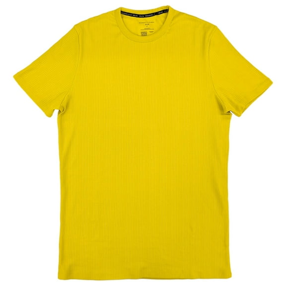 Shaquille O'Neal XLG Mens Big & Tall Yellow Ribbed Short Sleeve T-Shirt XLT