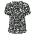 thumbnail image 4 of Lenago Women's Tops Casual Floral Print Lace Crochet Short Sleeve Peplum Tops Crewneck Summer Loose Tunic Top Black Blouse Shirt Clothes, 4 of 8