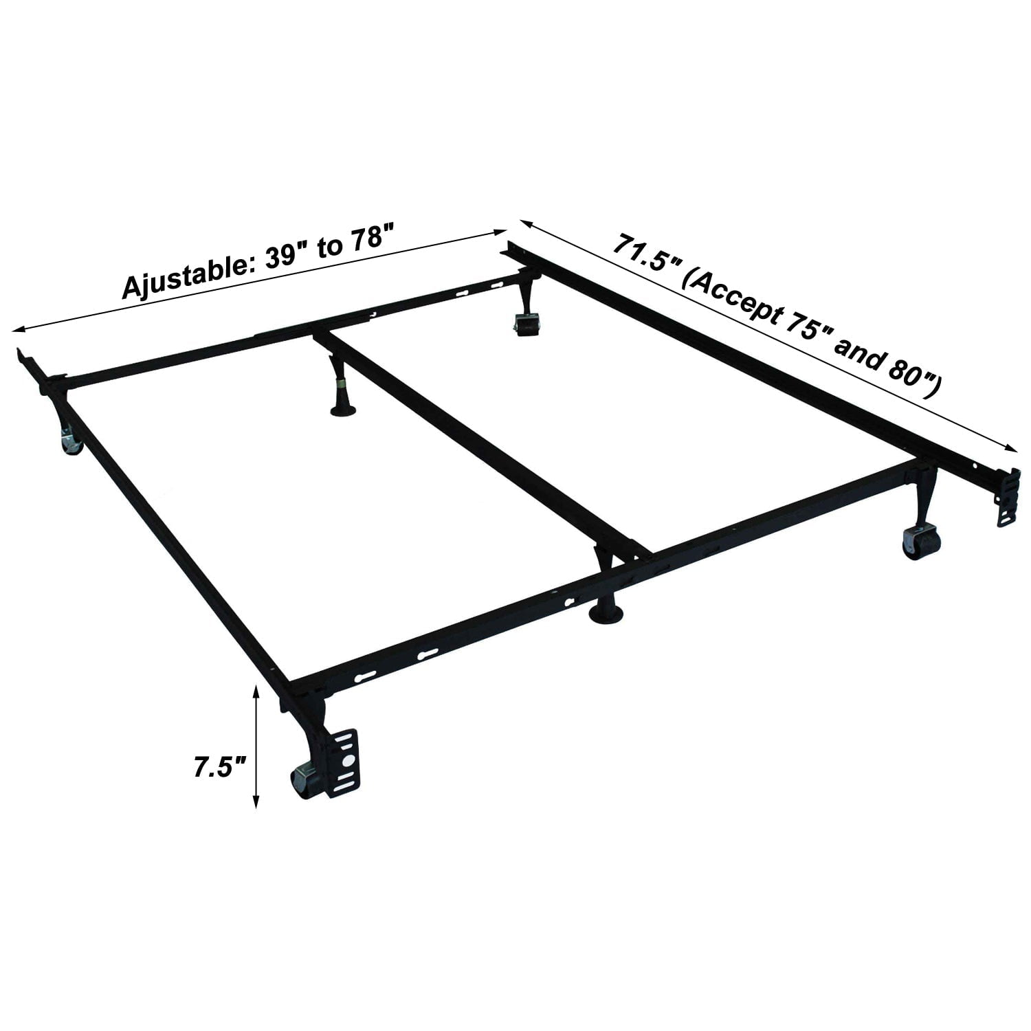 IFDC Bed Base HeavyDuty Metal with Casters for Single, Double, Queen