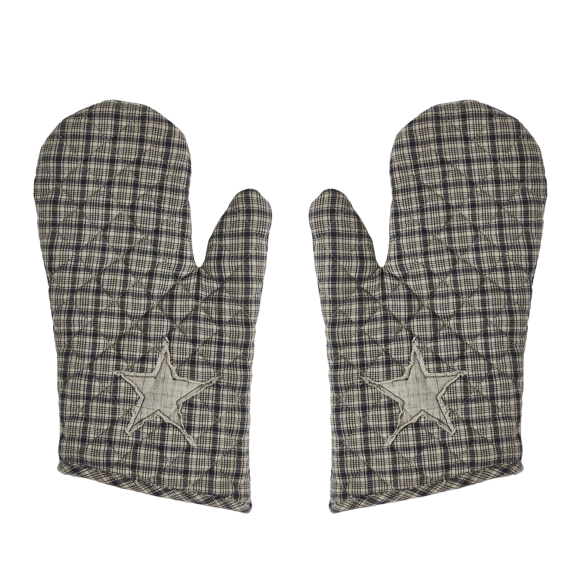 VHC Brands Cotton Oven Mitt Set of 2, Appliqued, Heat Resistant, Baking Glove Pot Holder, Kitchen Mitts, My Country Collection, 12.5x8, Navy