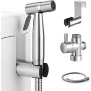 Handheld Bidet Sprayer for Toilet, Brushed Nickel Bidet Attachment for Toilet Adjustable Water Pressure Control with Bidet Hose for Feminine Wash Baby Diaper Cloth