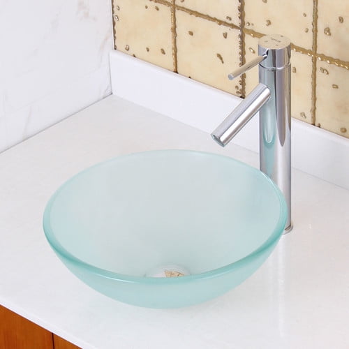 Elite Double Layered Tempered Glass Circular Vessel Bathroom Sink Walmart Com Walmart Com