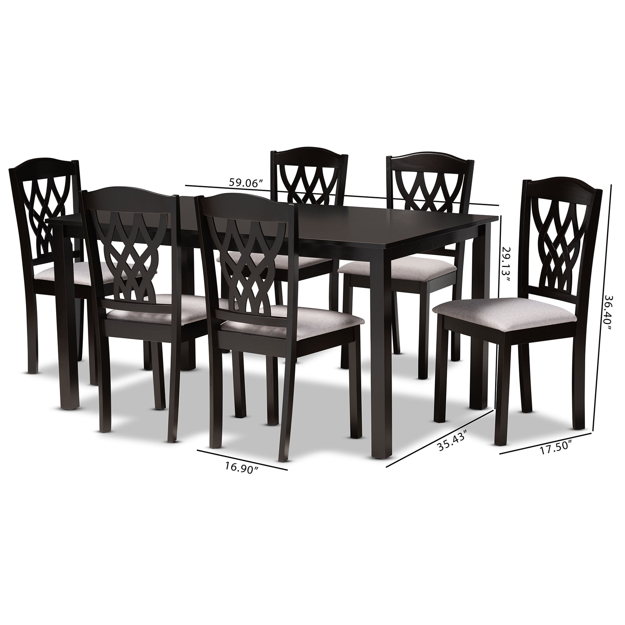 Baxton Studio Salem Modern Dining Set, 7-Piece, Dark Brown
