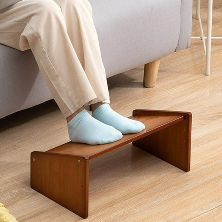 Slanted under Desk Footrest Portable 3 Height Foot Stool for Bathroom Dark  Brown High 