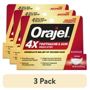 (3 pack) Orajel 4X for Toothache & Gum Pain: Severe Cream Tube 0.33oz- From #1 Oral Pain Relief Brand