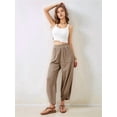 thumbnail image 5 of Womens Baggy Wide Leg Pants Casual Elastic Waisted Palazzo Harem Pants with Pockets Khaki XXL, 5 of 10