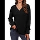 thumbnail image 1 of Camisas Tipo Túnica de Punto con Cuello en V, Larga y Botones Decorativos, Informales, Lisas, Suaves para Mujer Negro L, 1 of 9