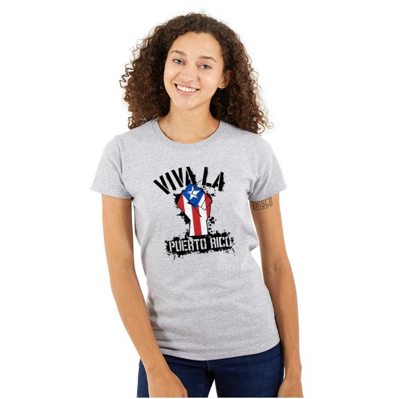Viva La Puerto Rico Se Levanta Pride Womens Slim Fit Graphic Tee Brisco Brands S