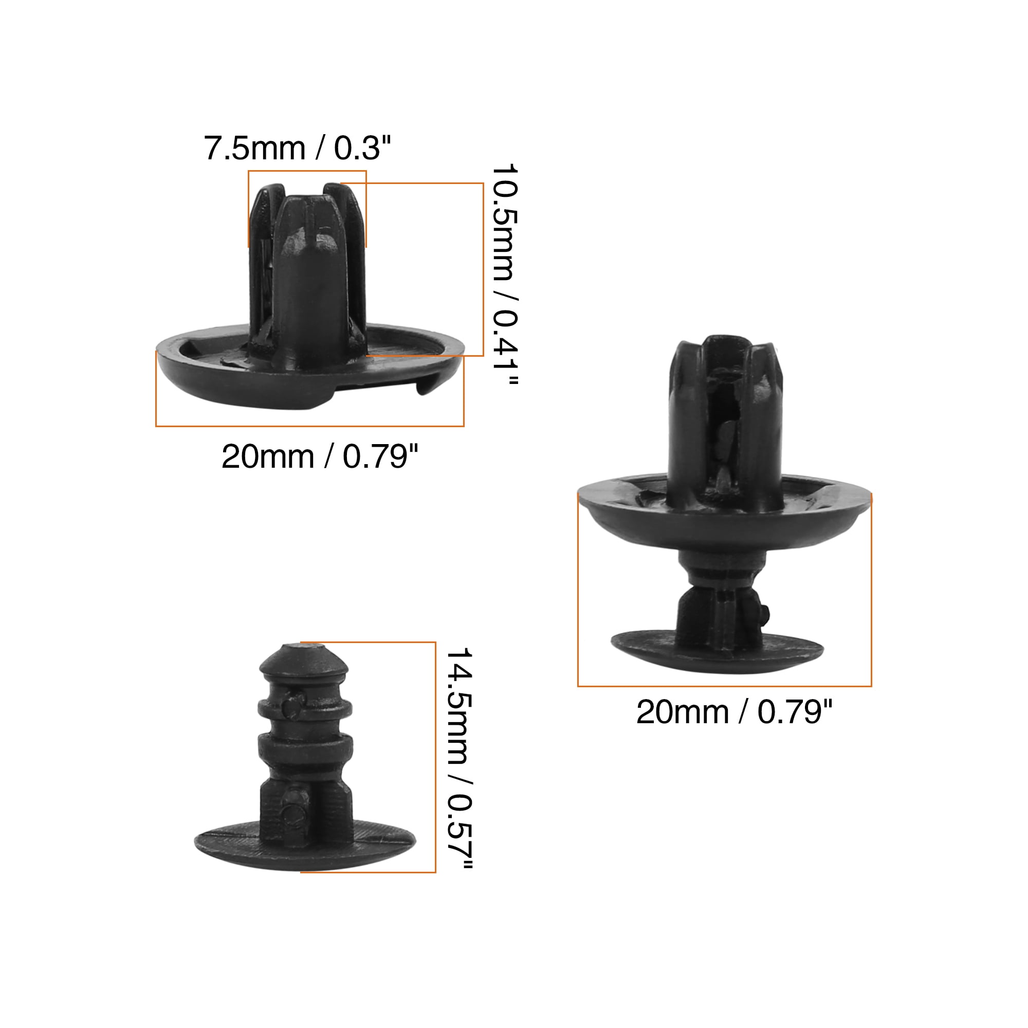 Unique Bargains 20pcs Plastic Black Retainer Clips