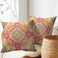 thumbnail image 4 of Boho Vintage Pillow Covers 16x16 Inch Set of 2 Antique Ethnic Outdoor Decorative Throw Pillow Covers Orange Carpet Pattern Pillowcases Cushion Covers for Home Couch Decor, 4 of 6