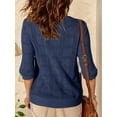 thumbnail image 4 of Weardear Womens 3/4 Sleeve Lightweight Crochet Crewneck Sweater Loose Casual Knit Tunic Tops, 4 of 8