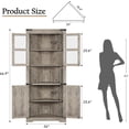 thumbnail image 3 of EastVita 67 inch Tall Corner Storage Cabinet with Lights Farmhouse Wooden Corner Hutch with Glass Doors Adjustable Shelves Display Cabinet Grey, 3 of 6