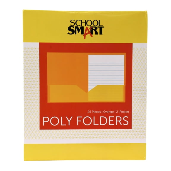 2-Pocket Poly Folders, Orange, Pack of 25