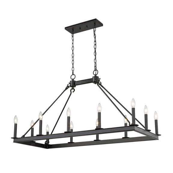 Z-Lite Barclay 12 Light Transitional Steel Island Pendant in Matte Black