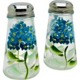 thumbnail image 1 of Juego de salero y pimentero de hortensias azules cónicos pintados a mano, 1 of 1