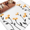 thumbnail image 2 of Yellow Flower Living Room Rugs 5'x7', Abstract Spring Autumn Simple Yellow Floral Black Leaf Low Pile Throw Large Area Rugs Non-Slip Sturdy Edge Binding Carpet for Dining Room Bedside Kitchen, 2 of 9