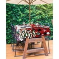 thumbnail image 2 of Red Plaid Snowman Balls Christmas Outdoor Tablecloth - 54x80 Inch Rectangle Dining Table Cover, Xmas Tree Snowflake Waterproof Outdoor Table Cloth with Umbrella Hole & Zipper for Picnic, 2 of 5