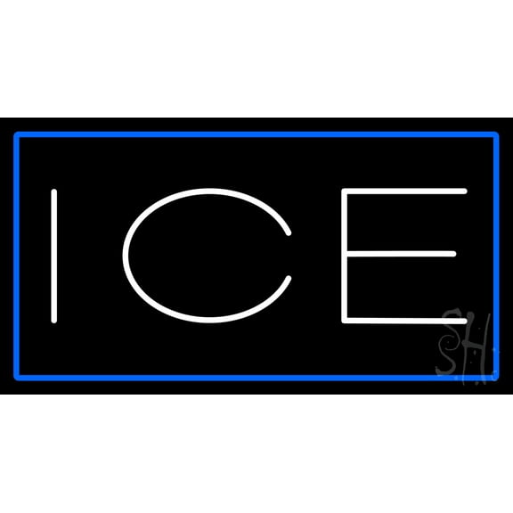 White Ice Blue Border LED Neon Sign 20 x 37 - inches, Black Square Cut Acrylic Backing, with Dimmer - Bright and Premium built indoor LED Neon Sign for Defence Force.