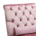 thumbnail image 5 of Velvet Chaise Sofa with Lumbar Pillow, Modern Ergonomic Upholstered Concubine Sofa Chair, Comfy Button-Tufted Sleeper Recliner Sofa for Living Room, Bedroom, Balcony, Pink, 5 of 7
