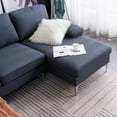 thumbnail image 3 of Sectional Couch Sofa for Living Room,Modern Futon Sofa Chaise U-Shaped with Arm-Pillows & Metal Legs,Up to 4-Seat Capacity Sleeper Sofa (Linen-Dark Gray), 3 of 6