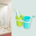 thumbnail image 4 of 1PCS Wall Mounted Toothbrush Holder Double Cup Holders Shower Storage Hanging Rack for Bathroom Kitchen Toilet Accessories (green), 4 of 7