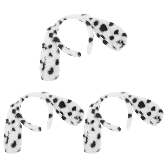OUNONA 3Pcs Dalmatian Ears Headband Lightweight Plush Dog Ear Hairband for Festival and Costume Use