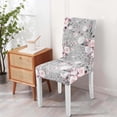 thumbnail image 5 of Grey Dining Chair Covers Set of 6,Pink Floral Parsons Stretch Chair slipcovers,Kitchen Spring Summer Decor Chair Seat Cover Protectors(Pink Flowers,6 Pack), 5 of 6