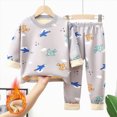 thumbnail image 2 of UAYOTSE Girls Pants Comfortable Soft Fashionable Cartoon Print Plush Warm Pajamas Set,Sizes 6-12 Months, 2 of 4