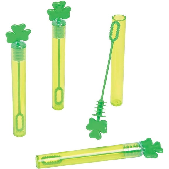 Fun Express 24 Pieces Shamrock Bubble Tubes for St. Patrick's Day, Toys, Bubbles, Bubble Bottles, St. Patrick's Day