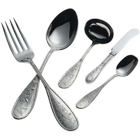 Ricci Argentieri Japanese Bird 18/10 Stainless Steel 5pc. Hostess Set