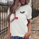 thumbnail image 1 of Pntutb Camiseta de manga corta con estampado de expresión de pestañas divertida informal para mujer Pntutb Pntutb-4332, 1 of 6