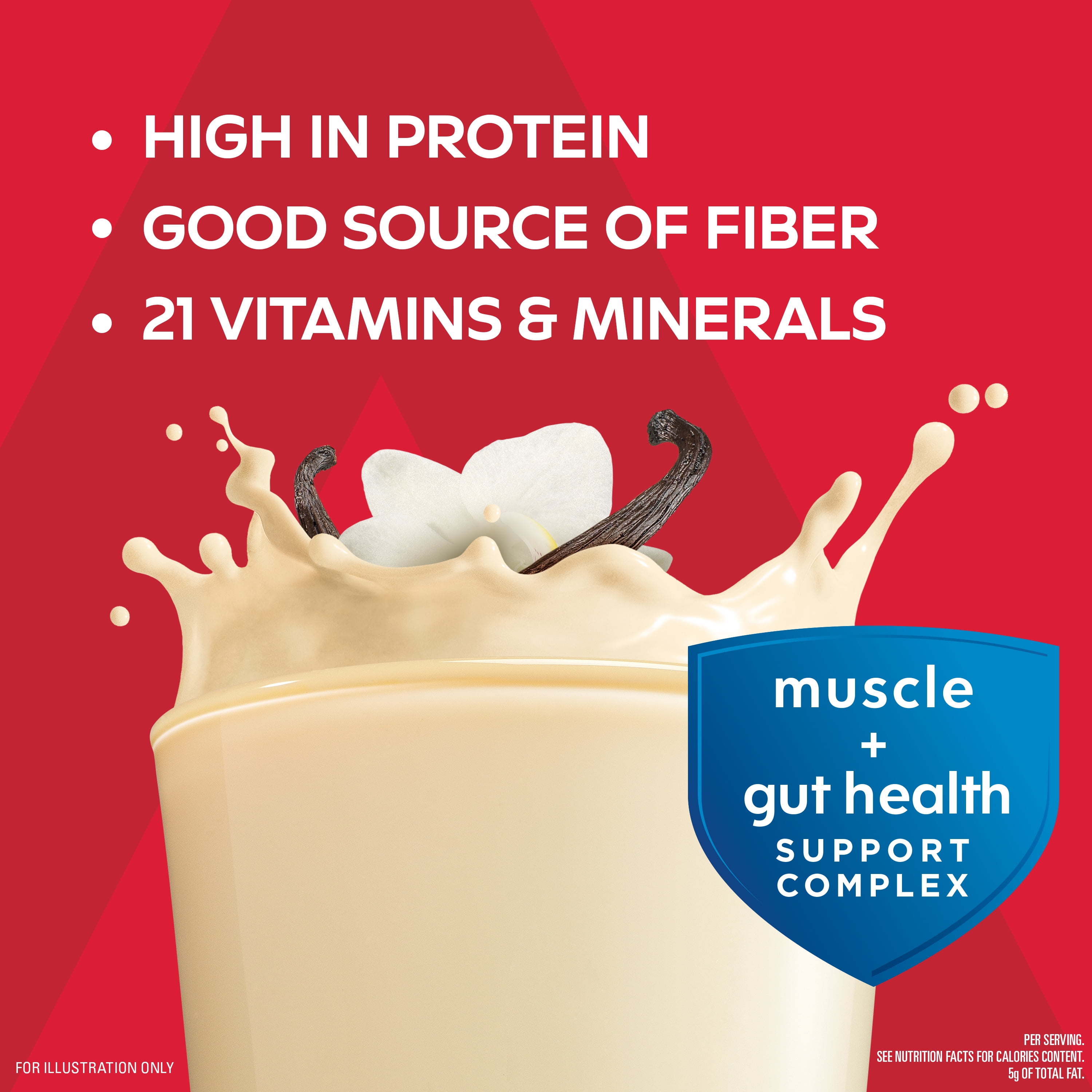(3 pack) Atkins Strong, High Protein Shake, Vanilla, 30g of Protein, High Fiber, 4 Count