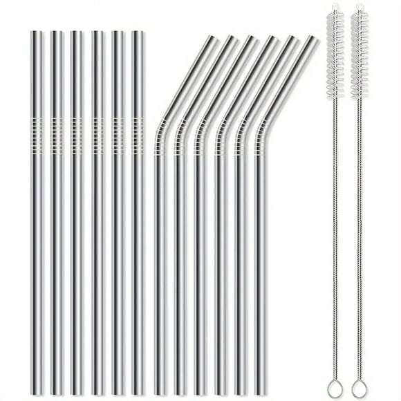 EIGTHTAIL Reusable Metal Straws Set Premium Stainless Steel Straws Easy-Clean Design 14-Pack
