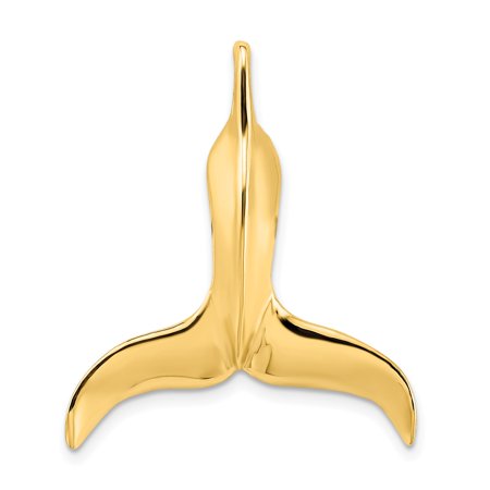 14k Yellow Gold Whale Tail Pendant for Women or Unisex Wear, Nautical Ocean Charm Necklace, Coastal Boho Style Marine Life Jewelry, Polished Sea-Inspired Accessory