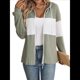 thumbnail image 1 of Chaqueta de Rayas con Bloques de Color para Mujer, con Cremallera, Larga, Punto Acanalado, Sudadera con Cordón Ajustable. Judías XL, 1 of 10