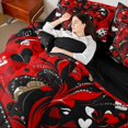 thumbnail image 4 of Castle Fairy Romantic Lover Couple Twin Bedding Sets 7-Piece for Female Men Women,Happy Valentine's Day Bedding Comforter Set Microfiber,Love Heart Print Breathable Sheet Sets,Ultra Soft Home Decor, 4 of 8