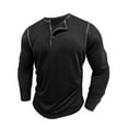 thumbnail image 5 of UVEASISHA Men's Long Sleeve Henley Shirts 3-Button Casual Slim Fit T-Shirt Lightweight Soft Basic Tops Solid Color Vintage Workout Tees Black S, 5 of 9