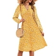 thumbnail image 4 of UVN Fall Dresses for Women Long Sleeve V Neck A-Line Midi Dress Boho Beach Floral Print Sundress, 4 of 8