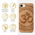 thumbnail image 4 of Case Yard Wooden Case Outside Soft TPU Silicone, Slim Fit Shockproof Wood Protective Phone Cover for Girls Boys Men and Women, Supports Wireless Charging Ohm Mandala Design case for iPhone-SE, 4 of 7