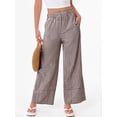 thumbnail image 4 of ANRABESS Womens Gingham Pants Wide Leg Elastic Waist Summer Casual Loose Palazzo Lounge Beach Vacation Trousers with Pockets, 4 of 8