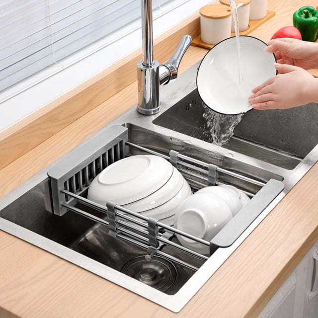 Escurridor de platos, escurridor de platos, cesta de drenaje para fregadero, accesorios para el hogar (L gris) Ehuebsd Libre de BPA