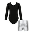 thumbnail image 2 of iiniim Kids Girls Shiny Diamonds Long Sleeve Gymnastics Leotard Bodysuit with Colorful Shorts Set Dancewear Silver 8, 2 of 7