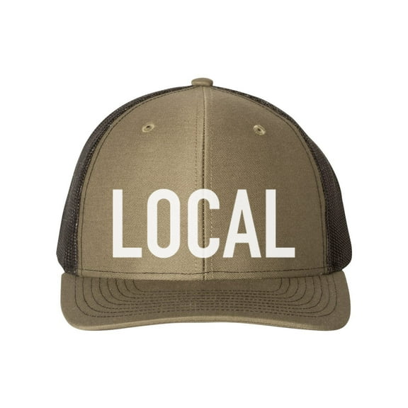 Local, Local Hat, Home Town, Native, Home Town Hat, Local Snapback, Trucker Hat, 10 Different Colors, Gift For Her, Coffee Cap, White text, Loden/Black